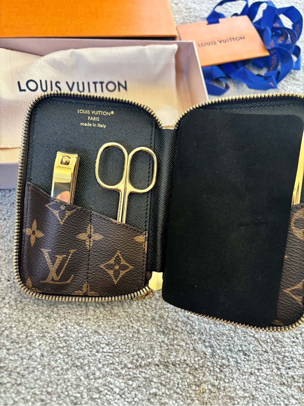Louis Vuitton Brown Monogram Leather Manicure Set with Gold Hardware